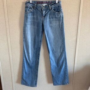 Mossimo Supply Co Jeans Juniors 3 Blue Boyfriend Stretch Cotton Distressed